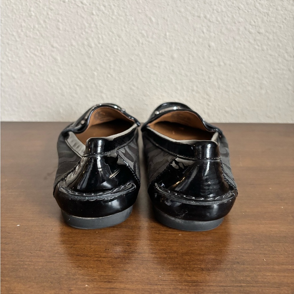 Coach Fortunata Buckle Loafers Size 9.5B Signature Print Patent Leather Trim - Picture 6 of 9